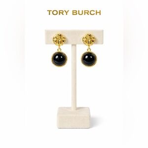 Tory Burch Elegant Gold and Black Drop Earrings
